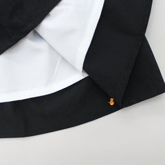 Black And White Bow Attached Knee Length Dress