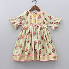Pre Order: Floral Printed Anarkali Style Kurta And Palazzo With Dupatta