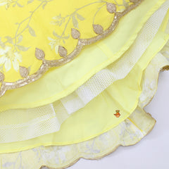 Pre Order: Striped Top And Floral Printed Lehenga With Dupatta