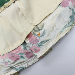 One Shoulder Top With Floral Printed Ghagra And Dupatta