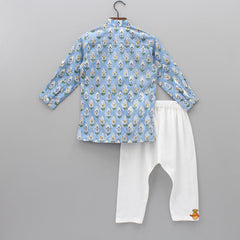 Blue Printed Kurta With Pyjama
