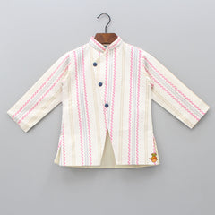 Printed Jacket With Kurta And Churidar
