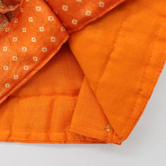 Pre Order: Orange Cap Sleeves Top With Printed Lehenga With Potli Bag