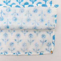 Light Blue Floral Printed Kurta And Pyjama