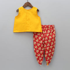 Pre Order: Printed Crop Top With Floral Print Tulip Dhoti