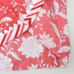 Sleeveless Floral Printed Top With Zig Zag Dhoti