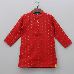 Golden Buti Kurta With Beige Pyjama