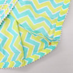 Pre Order: Green Floral Zig Zag Printed Dress