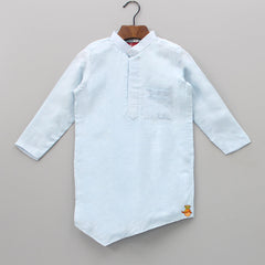 Pre Order: Embroidered Jacket With Attached Flap And Asymmetric Kurta With Pyjama
