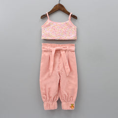 Pre Order: Trendy Velvet Hoody And Comfy Jogger Style Pant With Sequin Croptop