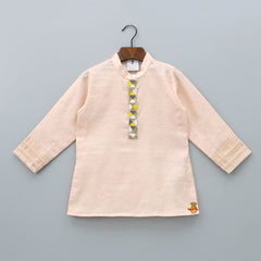 Pre Order: Golden Thread And Bead Detailing Kurta With Pyjama