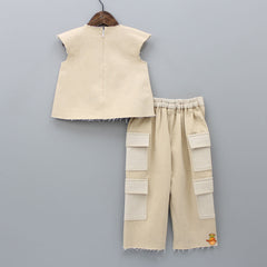 Sleeveless Dual Colour Denim Top And Pant