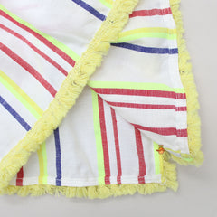 Stripe Thread Embroidered White Kaftan Top