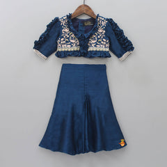 Pre Order: Stunning Zari Work Frilly Top With Palazzo