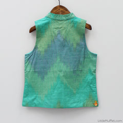 Pre Order: Green Silk Nehru Jacket