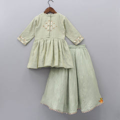 Pre Order: Thread Work And Embroidered Top With Lehenga And Dupatta