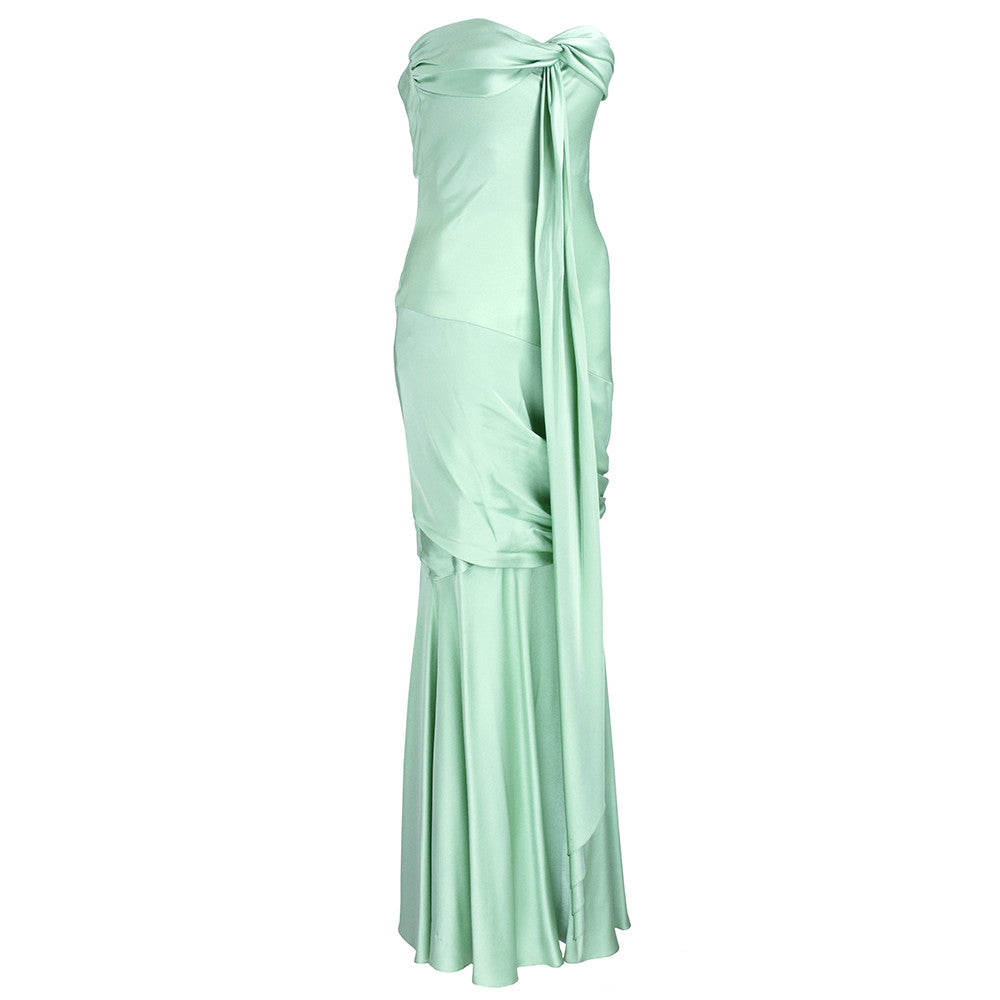 mint green silk dress