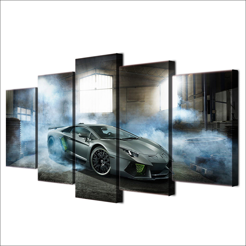 Smoking Lamborghini Racing Framed Sports Car 5 Piece Canvas Wall Art P Buy Canvas Wall Art Online Fabtastic Co