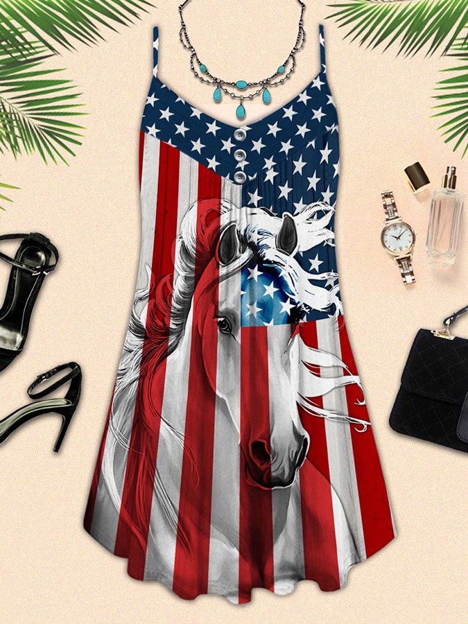 Horse Flag Print Dress