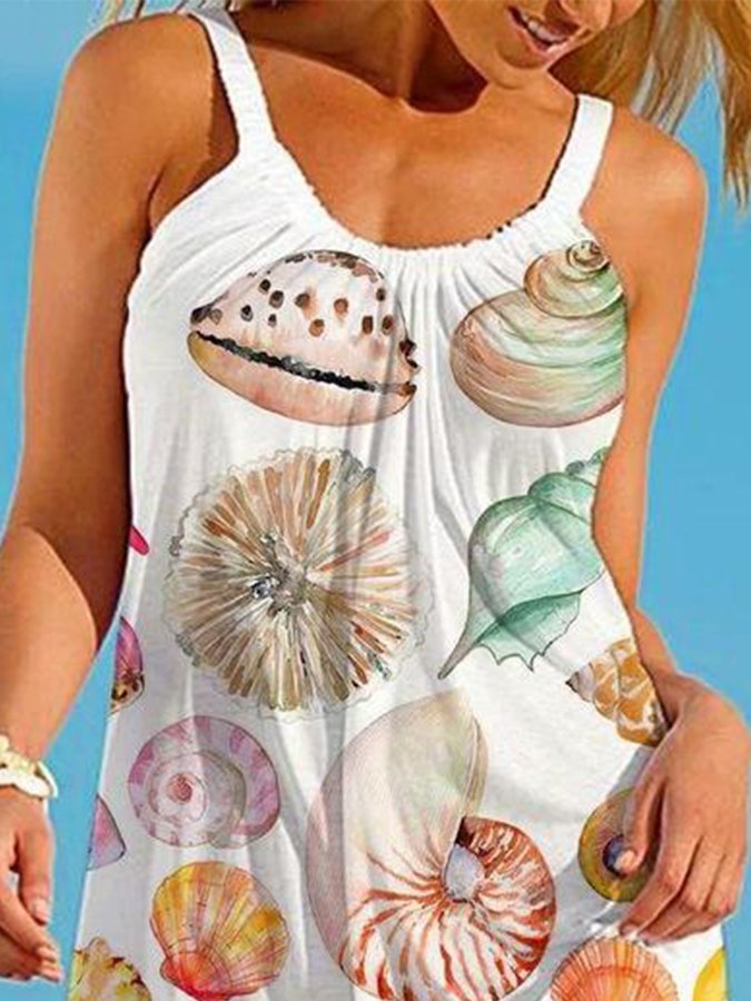 SEA LIFE PRINT SLIP BEACH DRESS