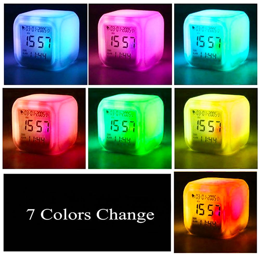 Cinderella Digital Alarm Clock 7 Color Changing Night Light Touch Control Clock for Kids