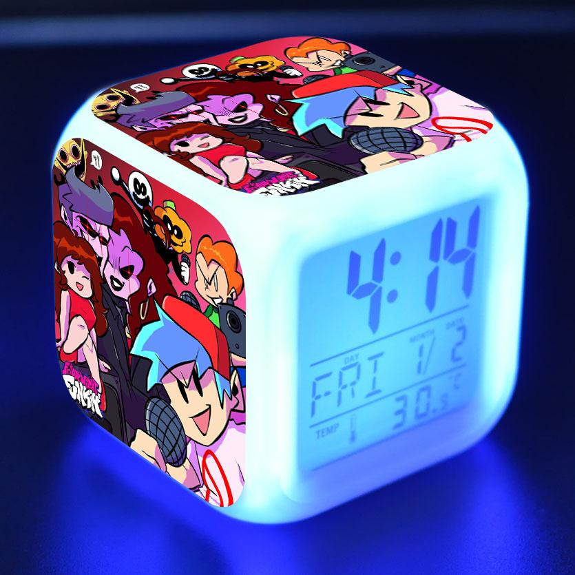 Friday Night Funkin' Digital Alarm Clock 7 Color Changing Night Light Touch Control for Kids Adults