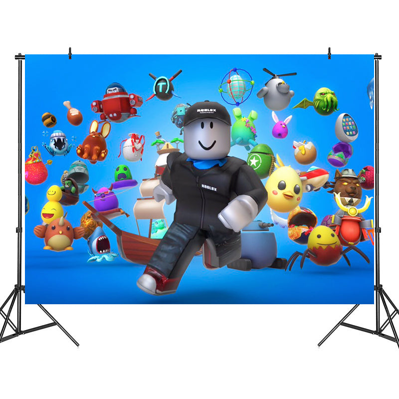 Roblox Birthday Backdrop Curtain Background Photobooth Party Wall