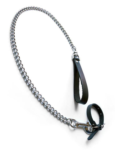 Buckling Cock Ring/Chain Leash Set-BDSM GEAR, BONDAGE RESTRAINTS, COCK & BALLS, COLLARS & LEASHES, SEX TOYS-Male Stockroom