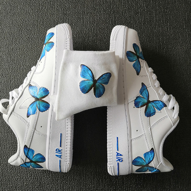 white air forces with butterflies