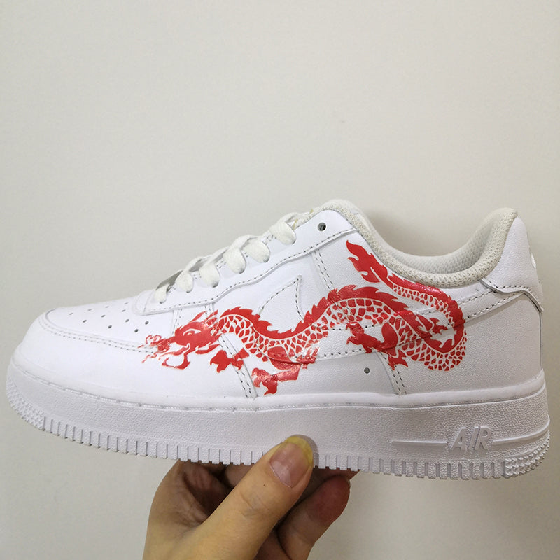 red and white custom air forces