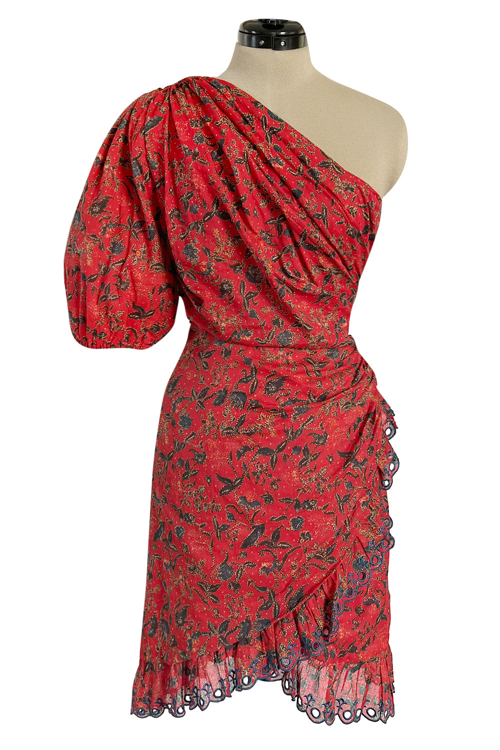 Prettiest Isabel Marant Esther One Shoulder Red Floral – Shrimpton Couture