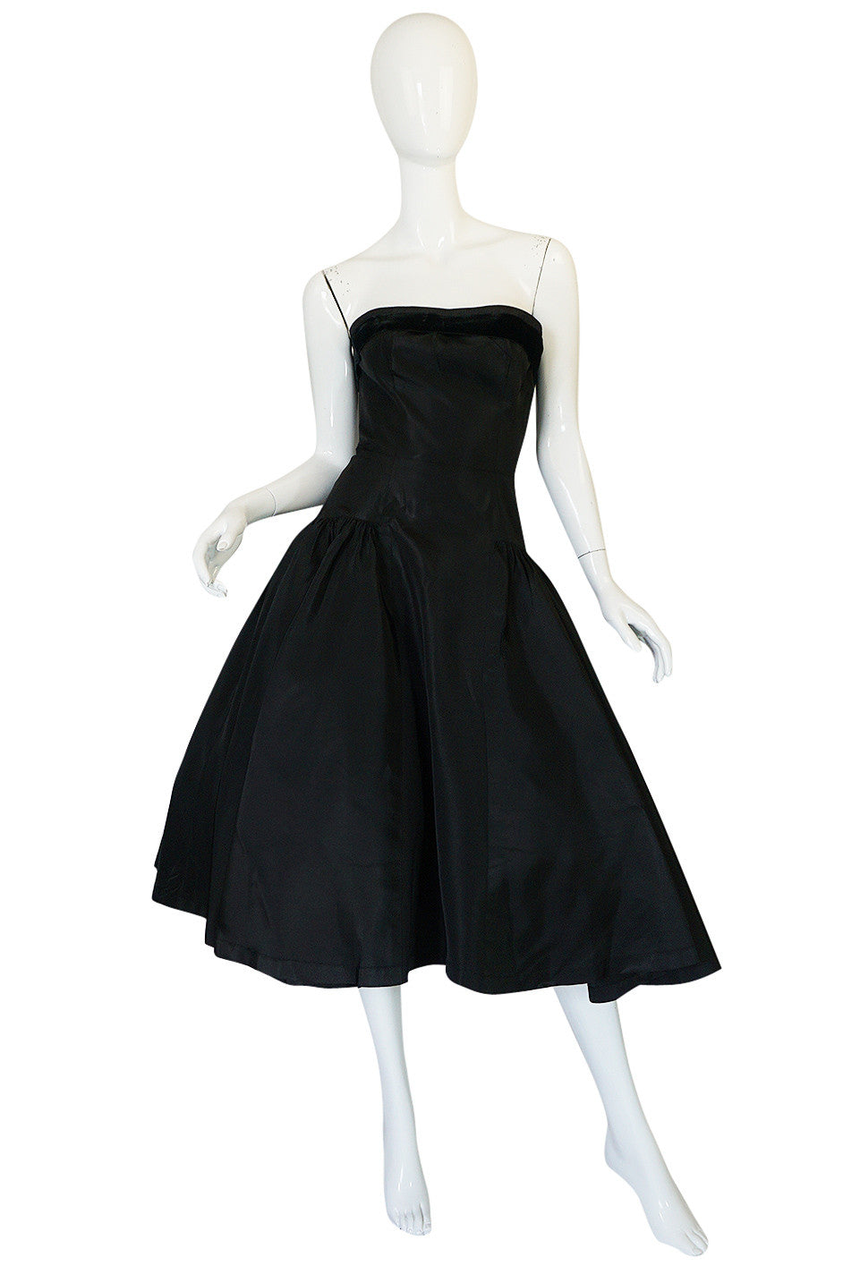 black silk strapless dress