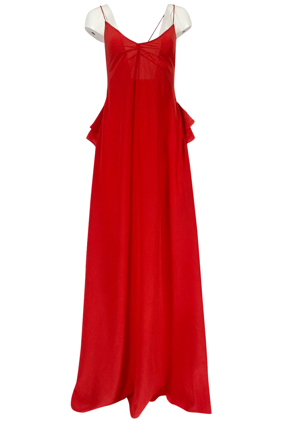 red silk backless dress