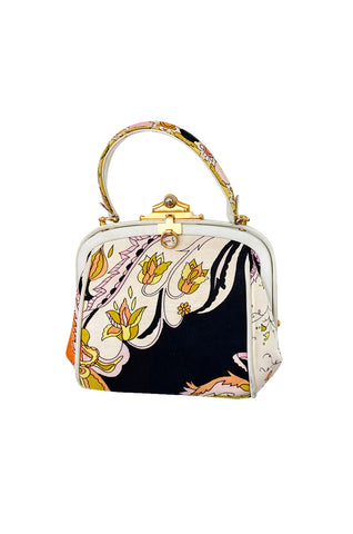 1960s Emilio Pucci Soft Pink Floral Pinted Silk Top Handle Mini Bag