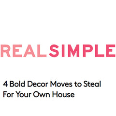 Real Simple Logo and article about Collyer's Mansion being perfect for colorful home decor