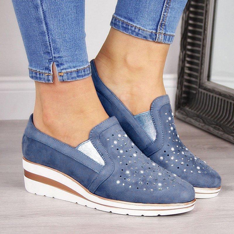 Women Rhinestone Slip-On Denim Shoes 