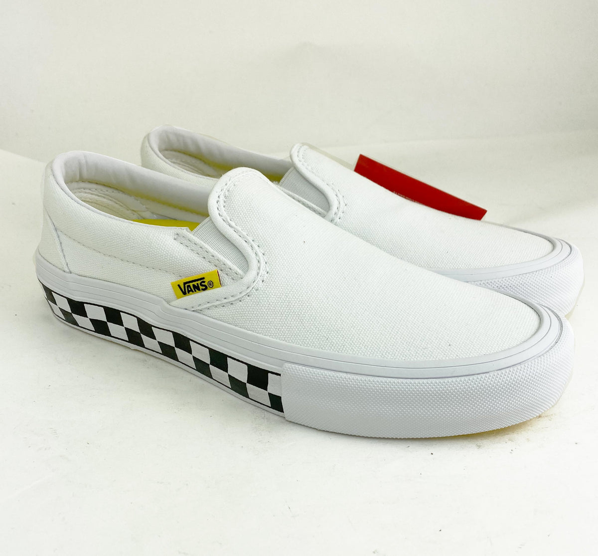 vans slip on chex skate shoe yellow