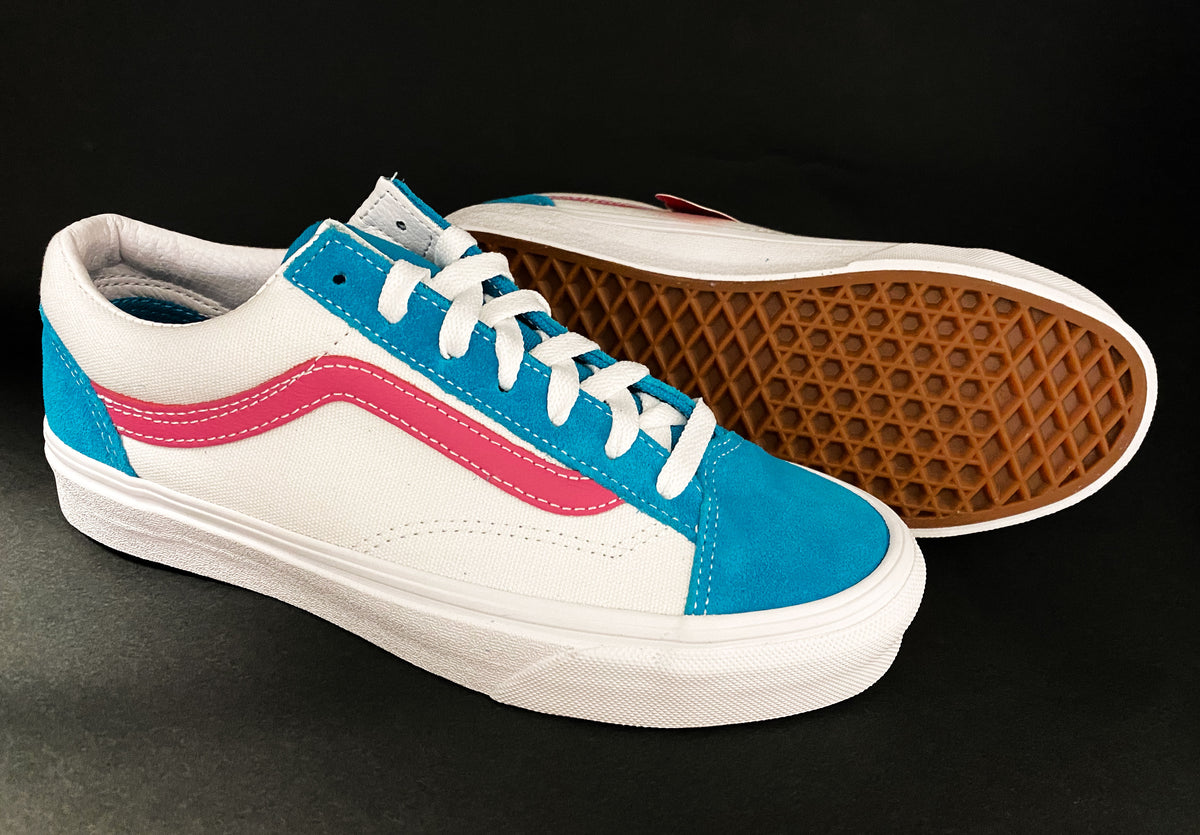 pink and turquoise vans