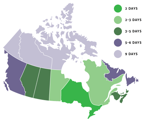 canada delivery map