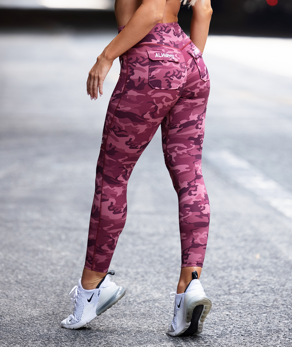 Camo Scrunch Leggings - Red