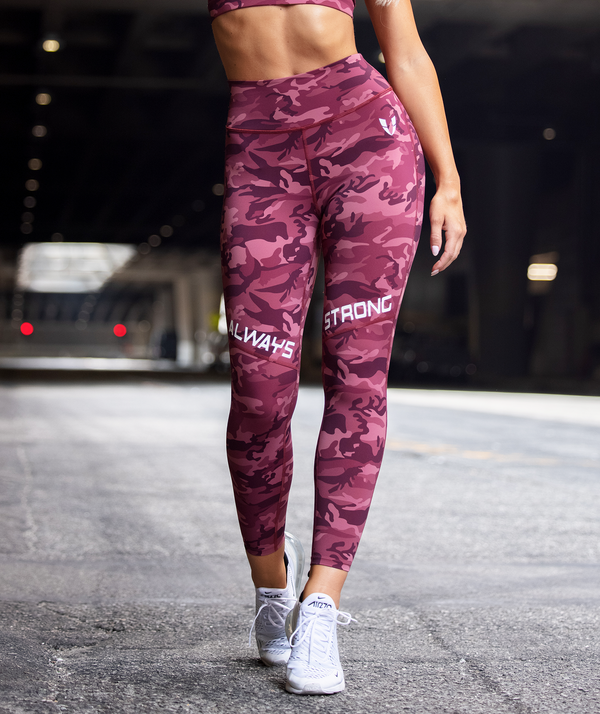 Camo Scrunch Leggings - Red