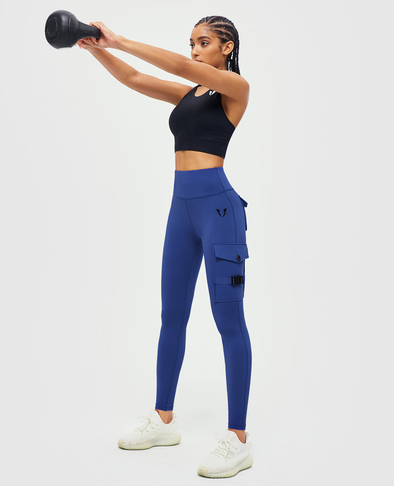 Cargo Fitness Leggings - Navy Blue