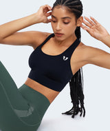 Scoop Neck Sports Bra - Black