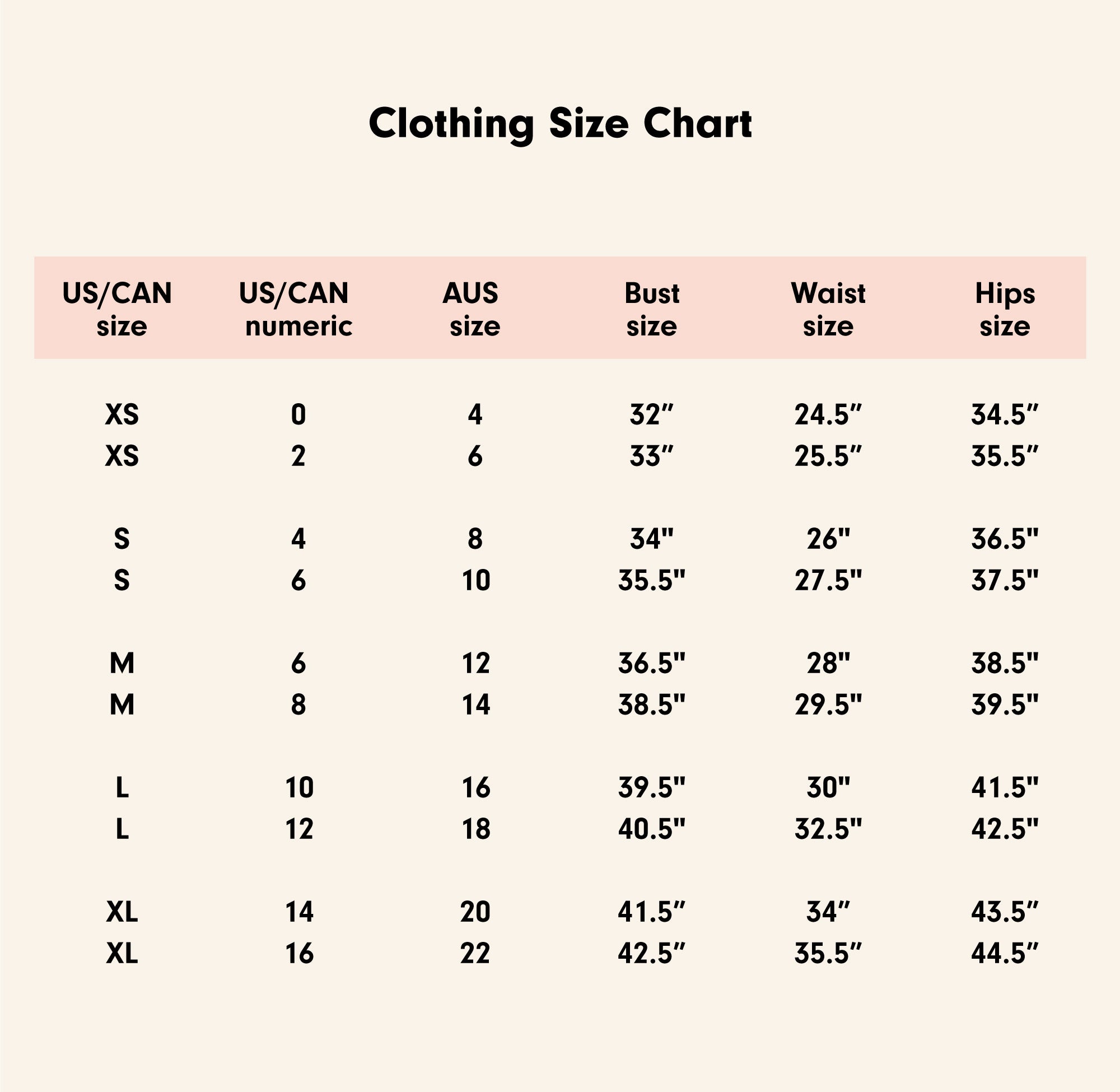 Size Chart Test - Care+Wear