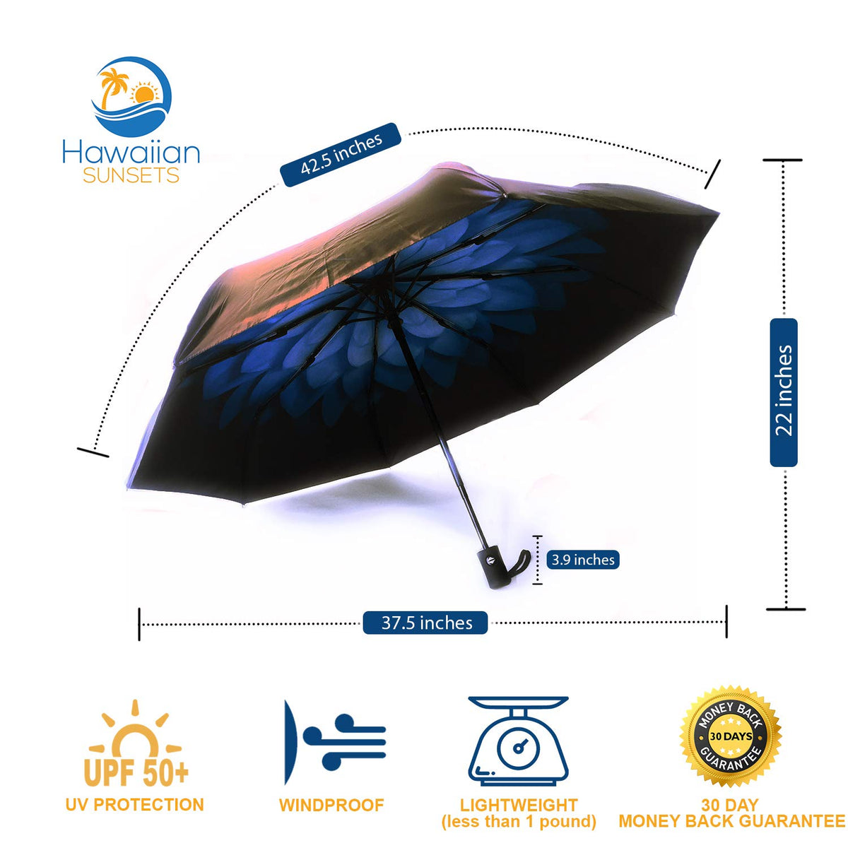 Umbrellas for Women Windproof | Sun Umbrella Rain | Blue Flower | Paraguas  de Lluvia