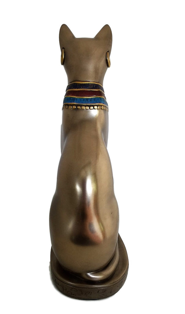 Cat Goddess Bastet Statue Bronze Tone Bast With Scarab And Eye Of Ho