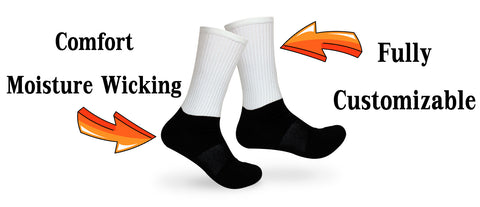 Silky Socks Sublimated Athletic Black Foot Socks Comfort Moisture Wicking Socks