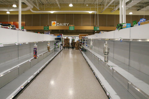 Empty Grocery Shelves After Quarantine Announcement (COVID-19)
