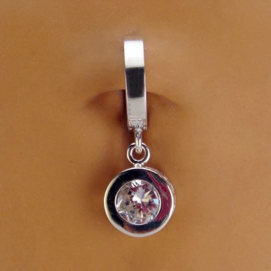 TummyToys Silver Bezel Set Round CZ 