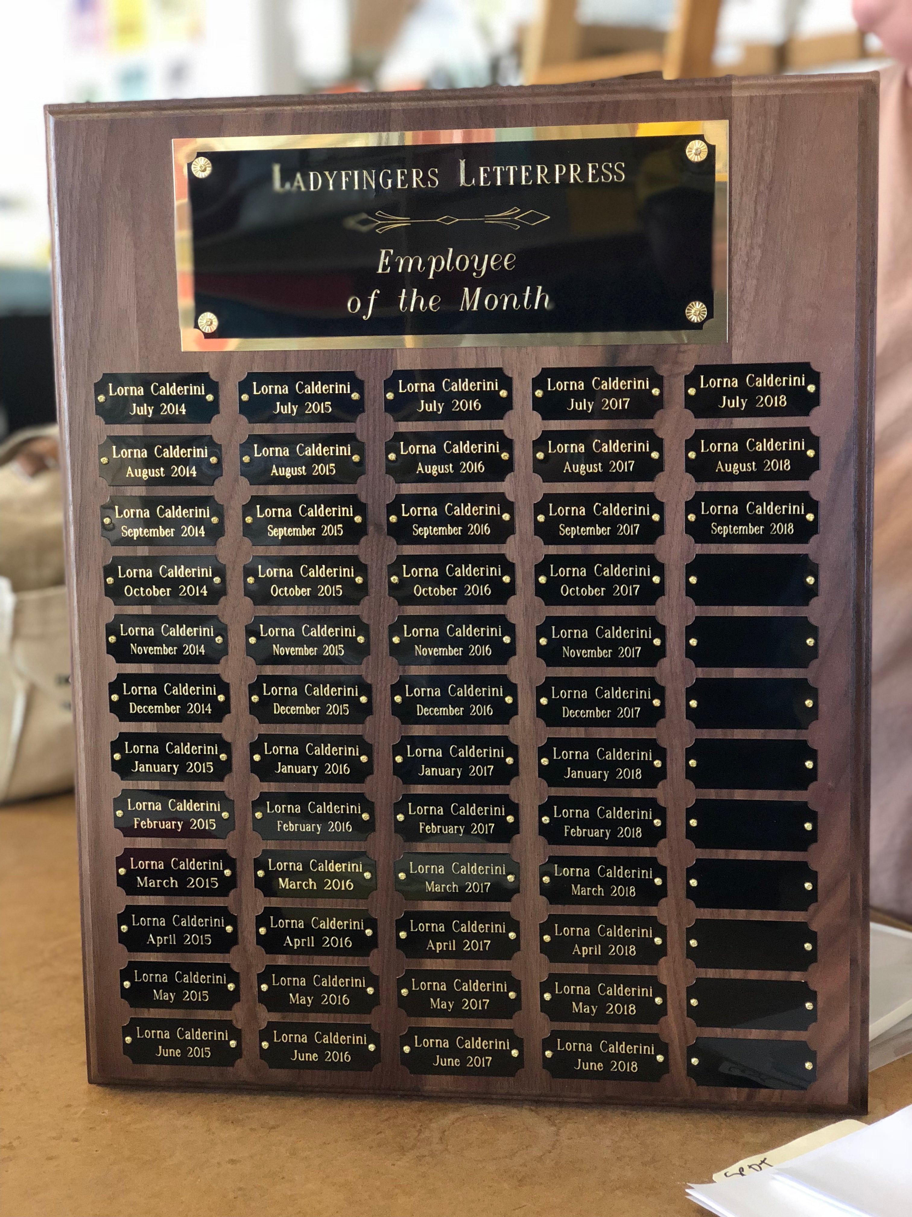Ladyfingers Letterpress Employee of the Month